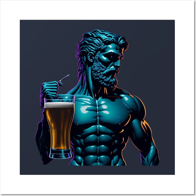 Greek God With A Beer Mug Wall Art by likbatonboot